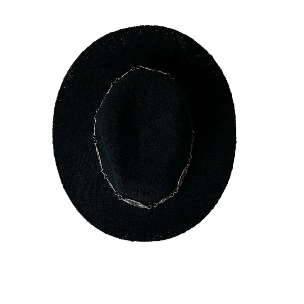 Black Floppy Hat with Silver Metal Accents + Belt Detail